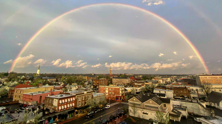 rainbow over birds-eye view of Montclair New Jersey