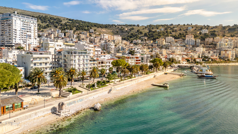 Sarande town waterfront and beach