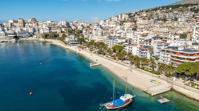 buildings, beach, ocean