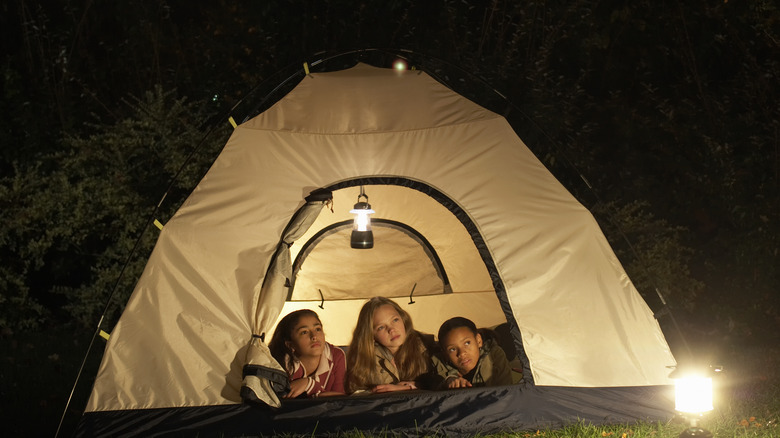 Children in a tent