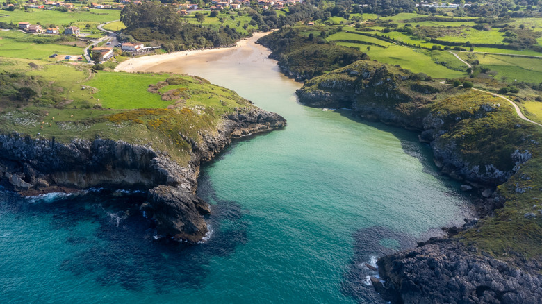 Aerial view of Playa de Poo Llanes Spain