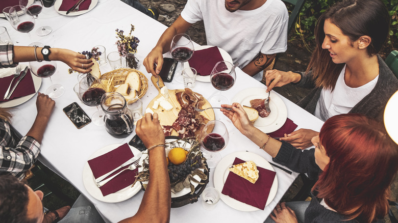 Guests having dinner