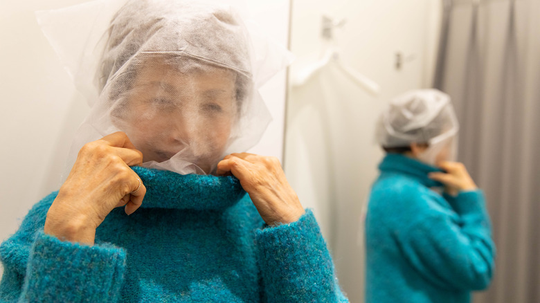 woman in Japanese fitting room