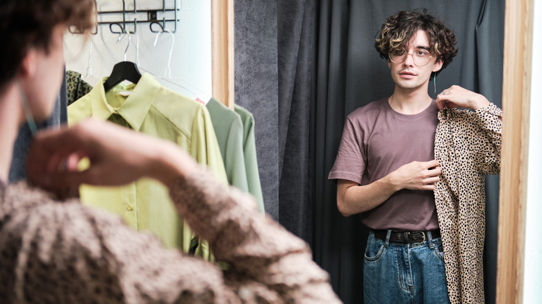 man in fitting room