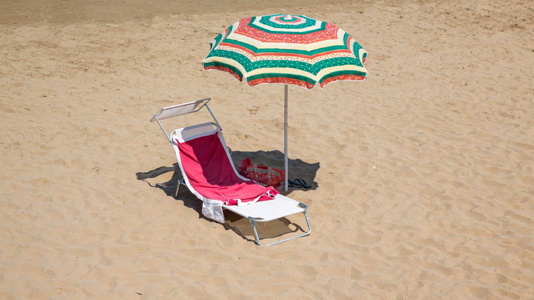 Empty sun lounger on beach