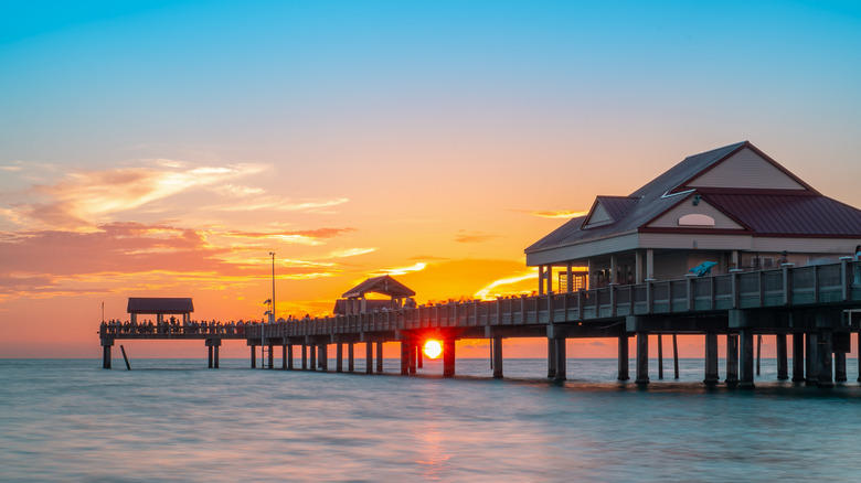 Florida Pier 60 with a beautiful sunset over the water