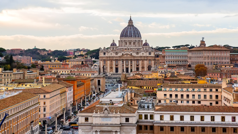 aerial city view of the Vatican and St. Peter's Basilica