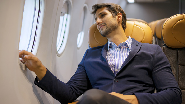 relaxed man on plane