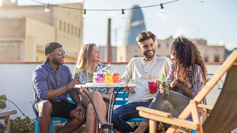 group of friends with drinks