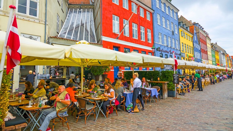 Diners eating in Copenhagen, Denmark
