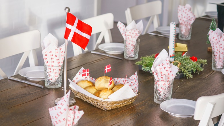 Danish flag on dining table