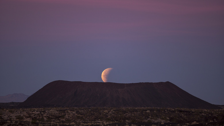 A blood moon over the crater