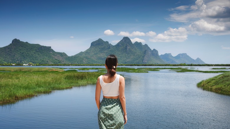 Traveler overlooking Khao Sam Roi Yot National Park