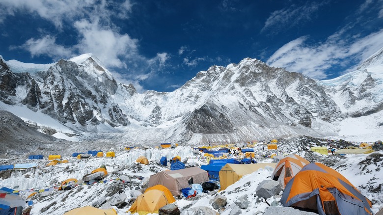 Everest base camp with tents