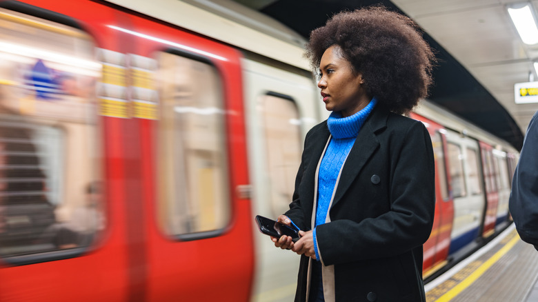 Woman on London Underground platform