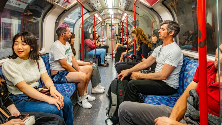 People on London Underground train