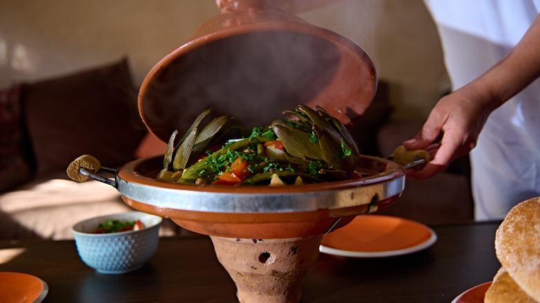 Home-cooked Moroccan tagine clay