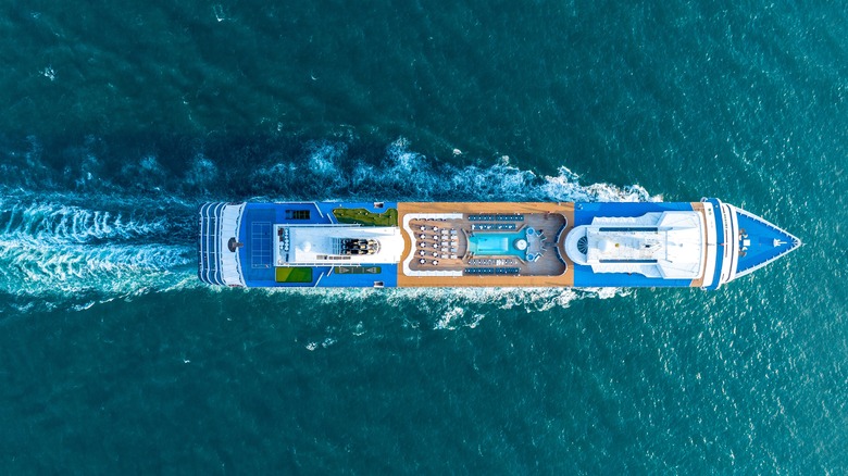 Aerial view of a cruise liner