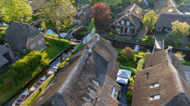 Aerial view of Giethoorn, the Netherlands