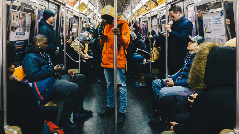 Riders on New York's subway