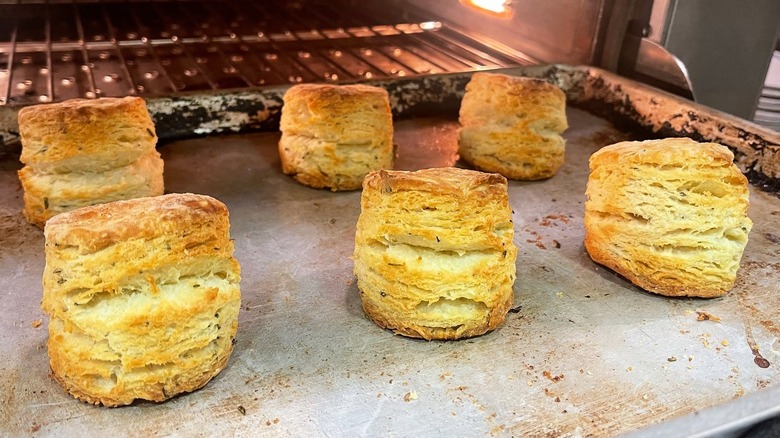 Gulfstream's rosemary biscuits in oven