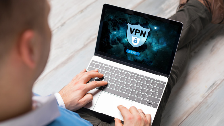 Man using VPN on computer