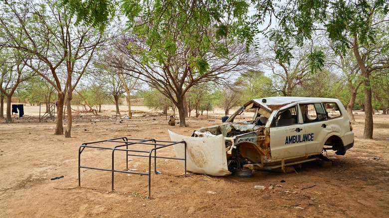 wrecked ambulance in Burkina Faso
