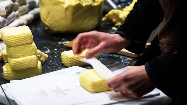 Hand-wrapping Bordier butter