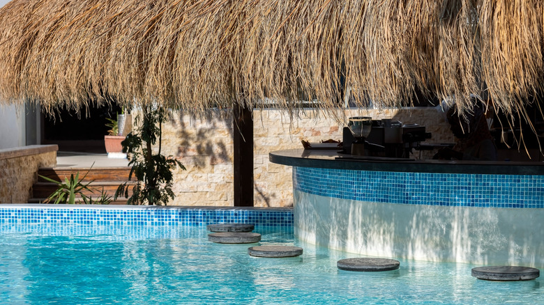 Swim up bar in pool