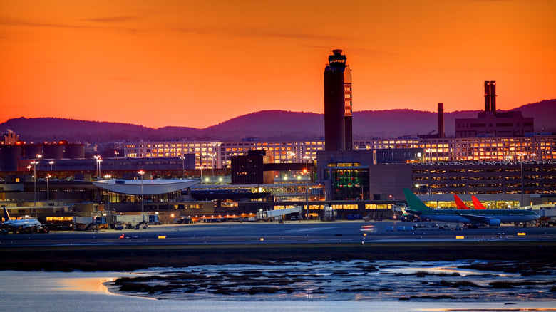 Boston Logan at sunset