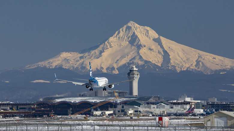 flight lands at Portland International