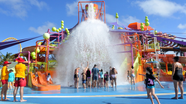 Water splash on park guests