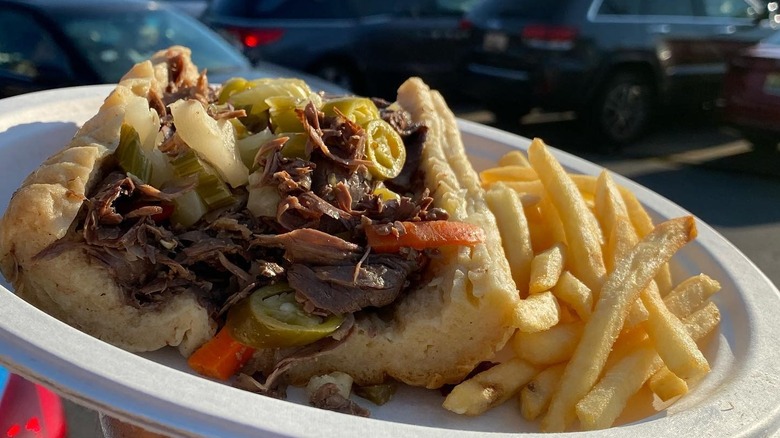 Italian beef sandwich at Johnnie's Beef