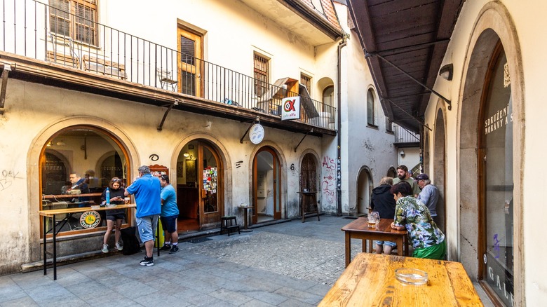 Beer drinking Poutnik pub Brno