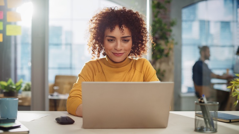 Woman using a laptop