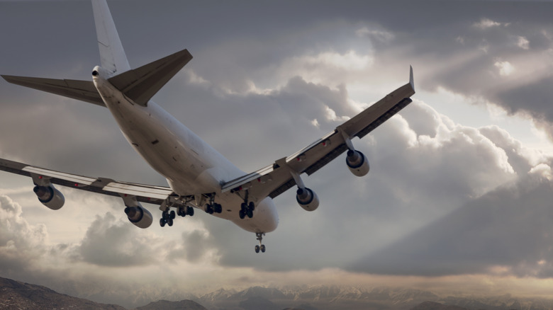 Airplane landing on runway