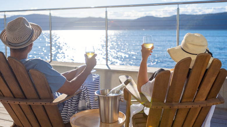 People with wine on cruise