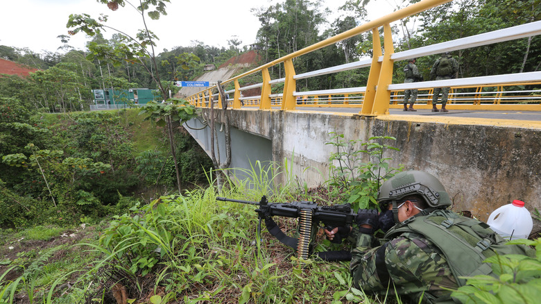 armed soldier at the Colombian border