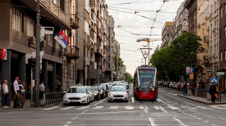 City street in Belgrade, Serbia