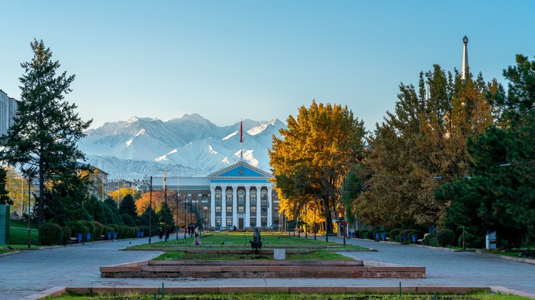 Bishkek city and mountain landscape