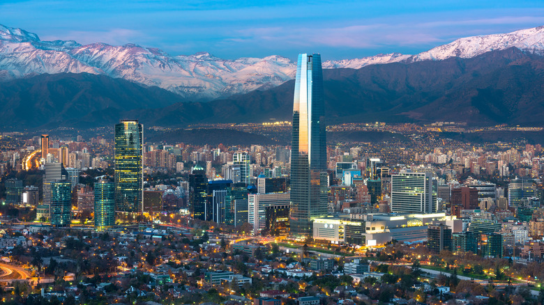 Santiago skyline with the Alps in the background