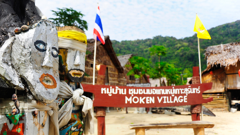 Moken village signage