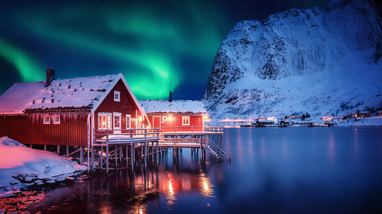 Northern lights on Lofoten Islands, Norway