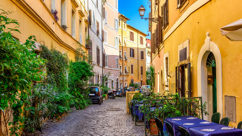Street with restaurant in Trastevere