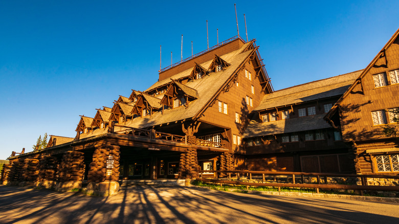 Old Faithful Inn sunlit gable roof