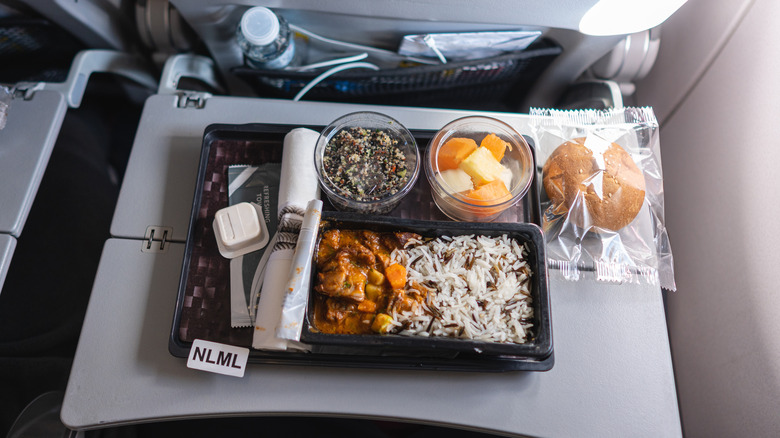 flight meal in plastic containers