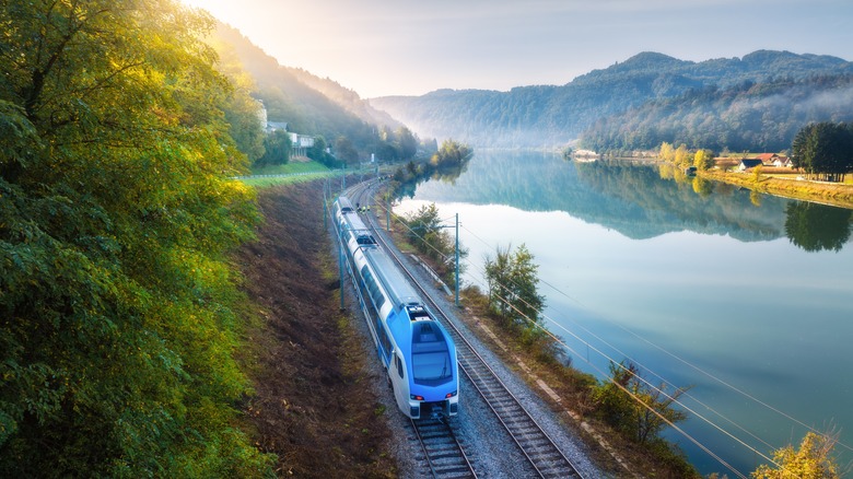 European train with scenery