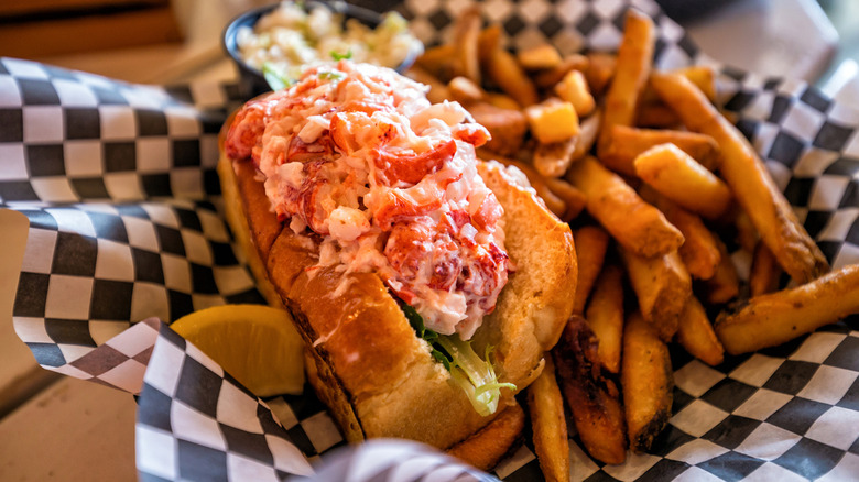 lobster roll and fries