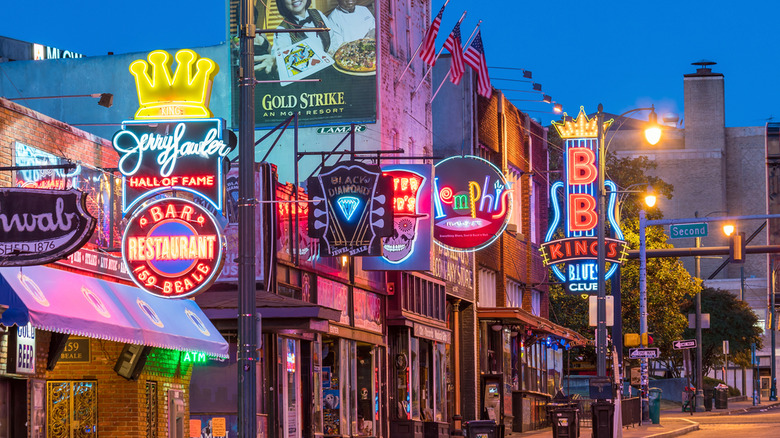 Neon signs on Beale Street 