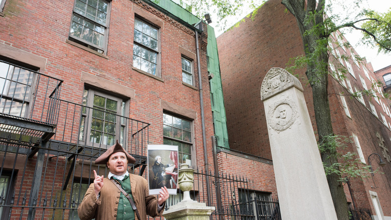 man speaking on the Freedom Trail